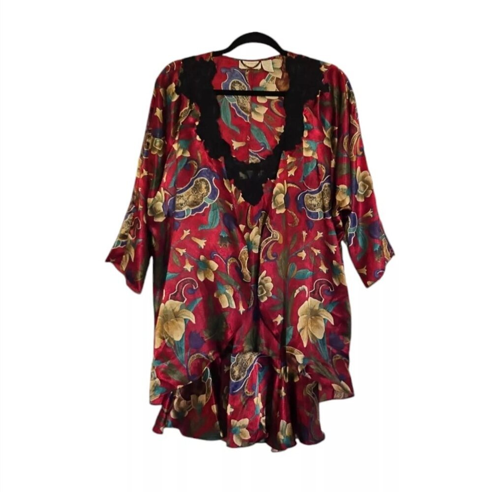 Victoria Secret Women's Gold Label Floral Night Vintage Dress Robe 2 Pieces